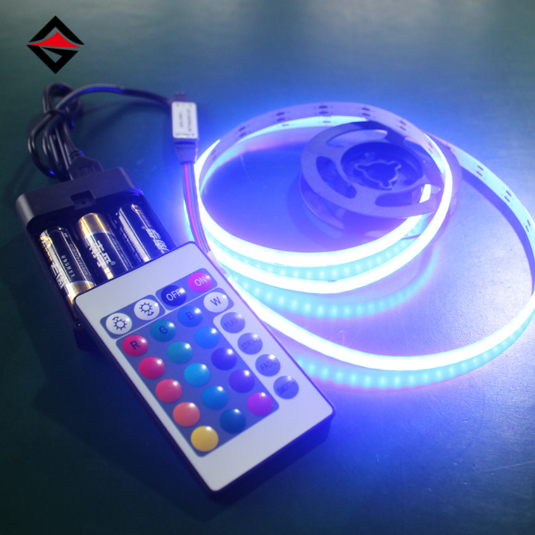 USB 24キーリモコンとバッテリーボックスを備えた5V RGB COB LEDストリップ